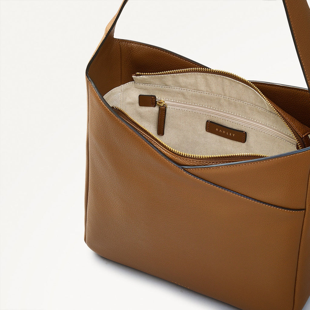 Alpha Road Leather Medium Ziptop Shoulder Bag in Milka - 110903