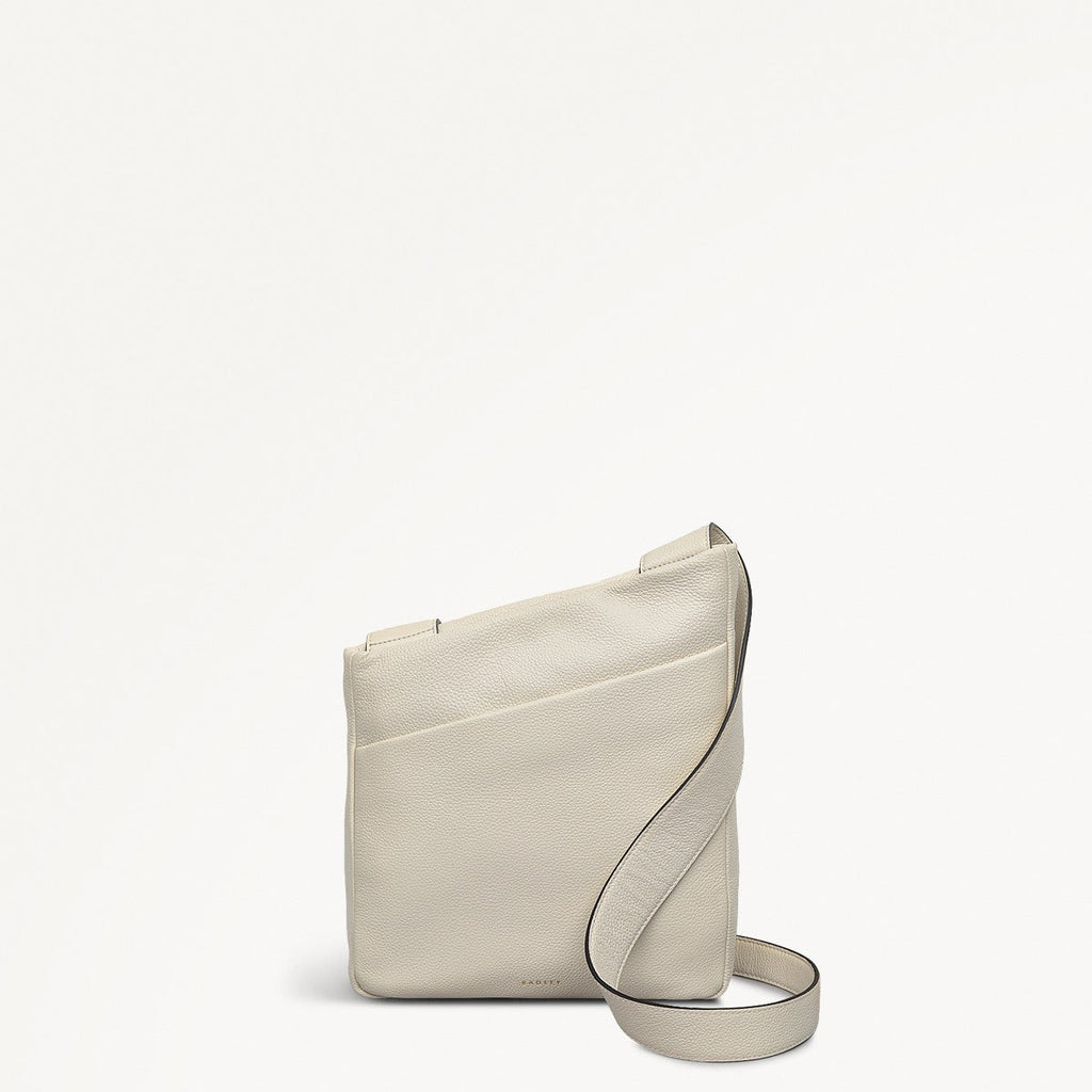 Alpha Road Leather Medium Ziptop Crossbody Bag in Chalk - 110905