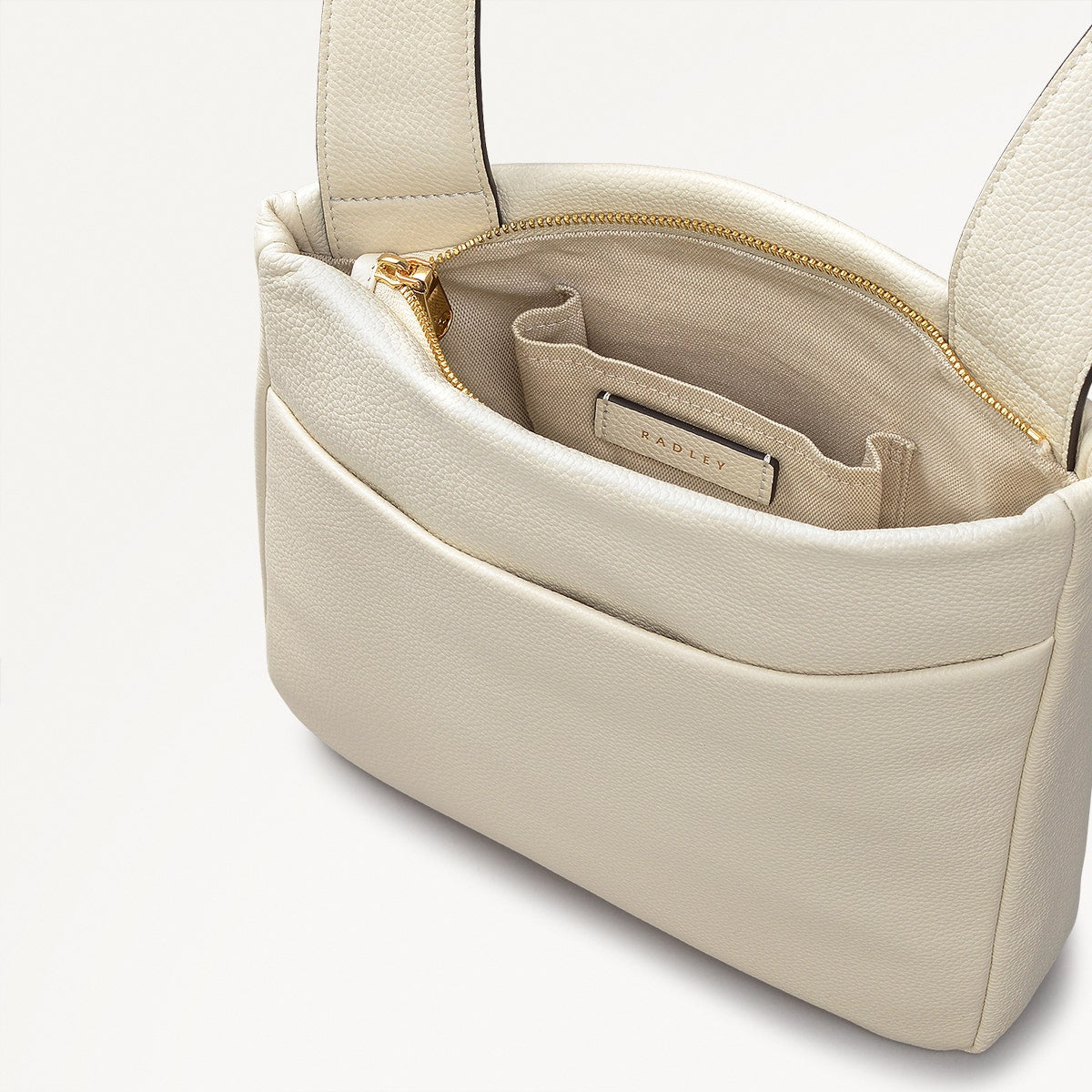 Alpha Road Leather Medium Ziptop Crossbody Bag in Chalk - 110905