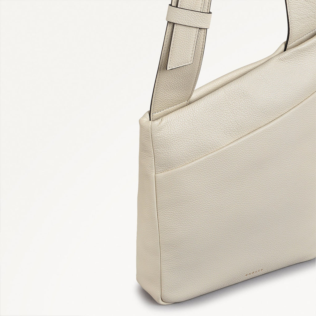 Alpha Road Leather Medium Ziptop Crossbody Bag in Chalk - 110905