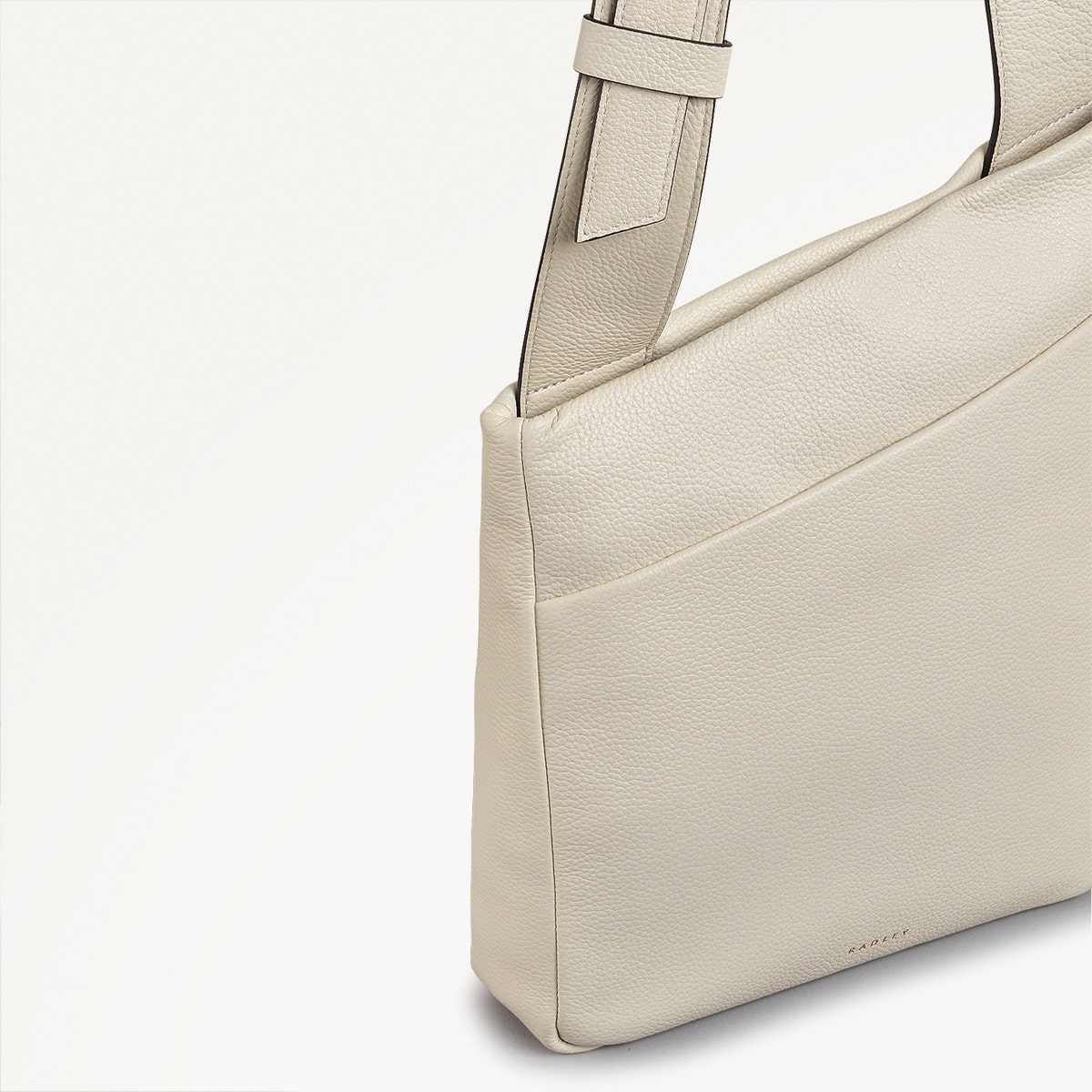 Alpha Road Leather Medium Ziptop Crossbody Bag in Chalk - 110905
