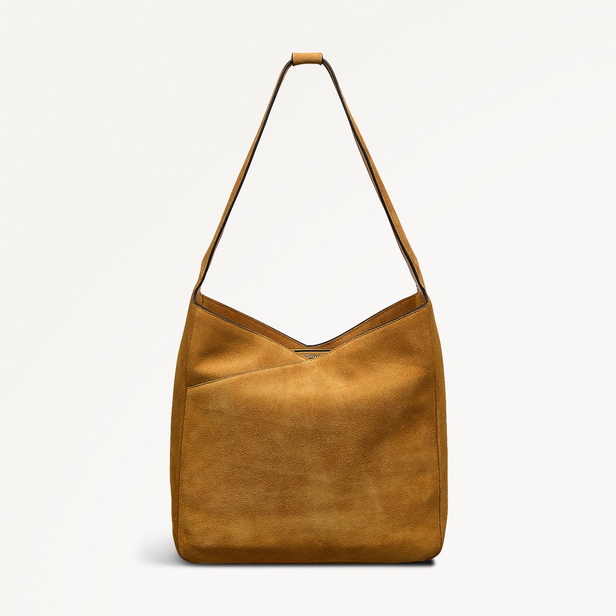Alpha Road Leather Medium Ziptop Shoulder Bag in Pecan - 110908