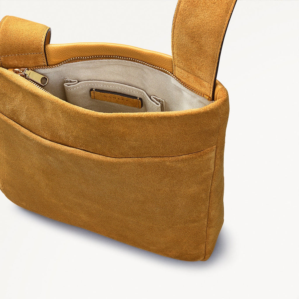 Alpha Road Leather Medium Ziptop Crossbody Bag in Pecan - 110909