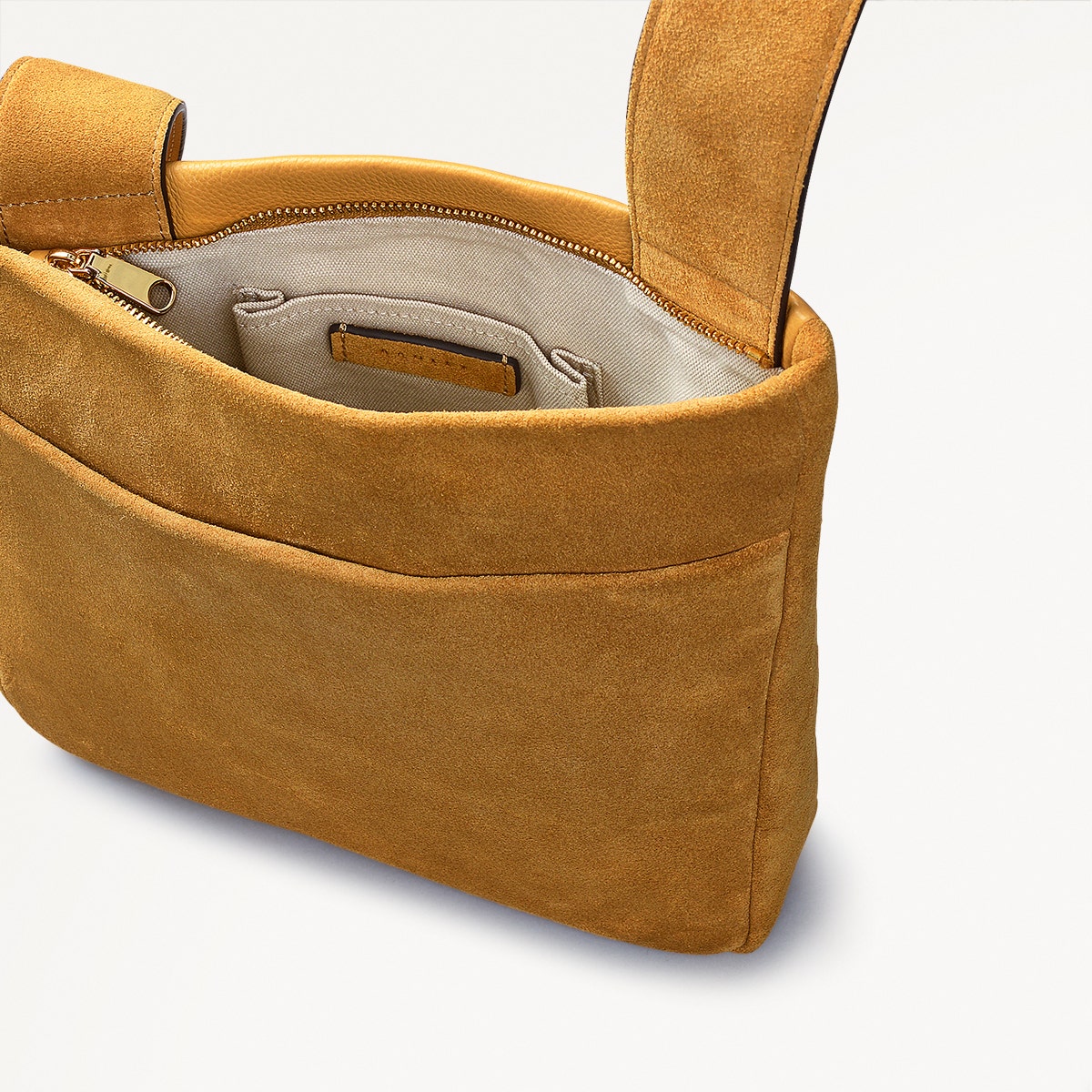 Alpha Road Leather Medium Ziptop Crossbody Bag in Pecan - 110909