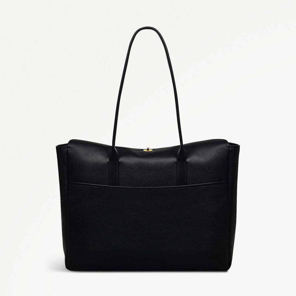 Carpenter Yard Leather Large Flapover Tote Bag in Black - 110912