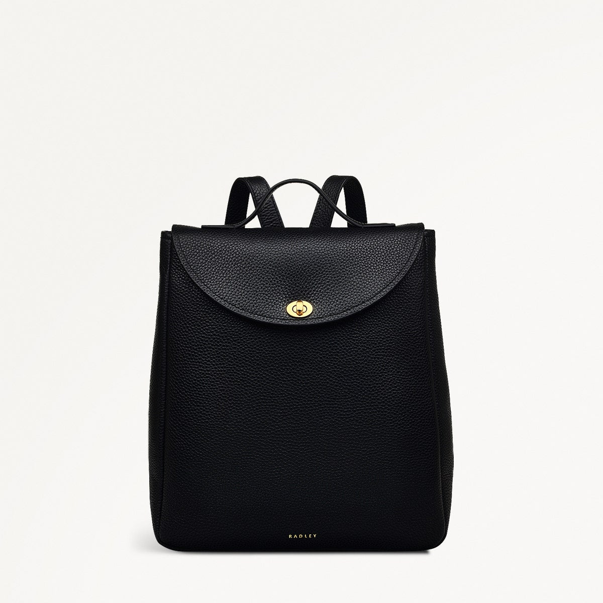 Carpenter Yard Leather Medium Flapover Backpack in Black - 110917
