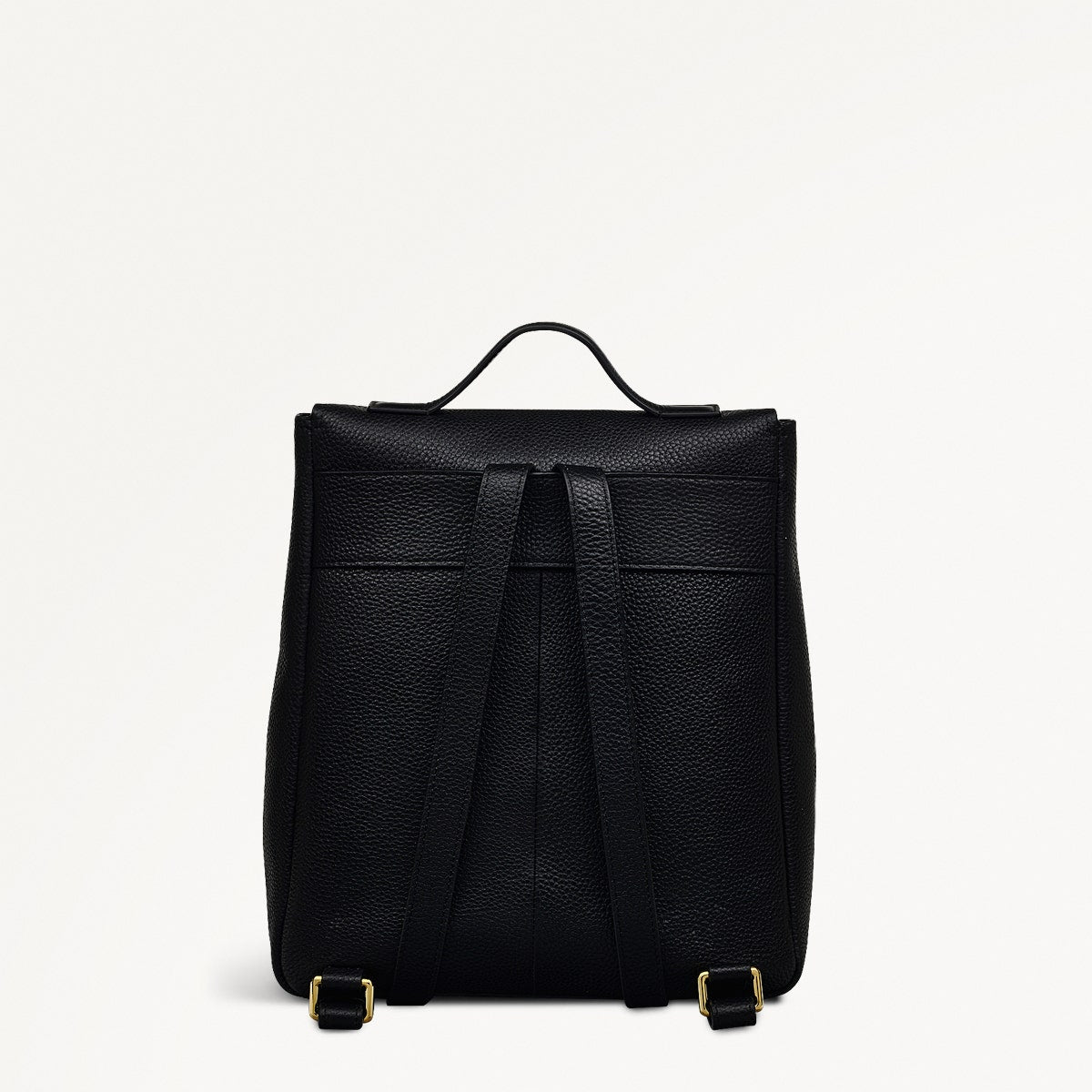 Carpenter Yard Leather Medium Flapover Backpack in Black - 110917