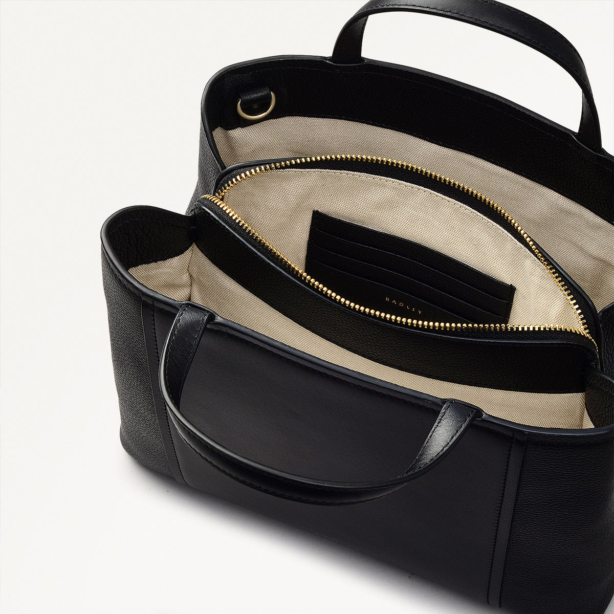 Regents Row Leather Small Zip Around Grab Bag in Black - 110924