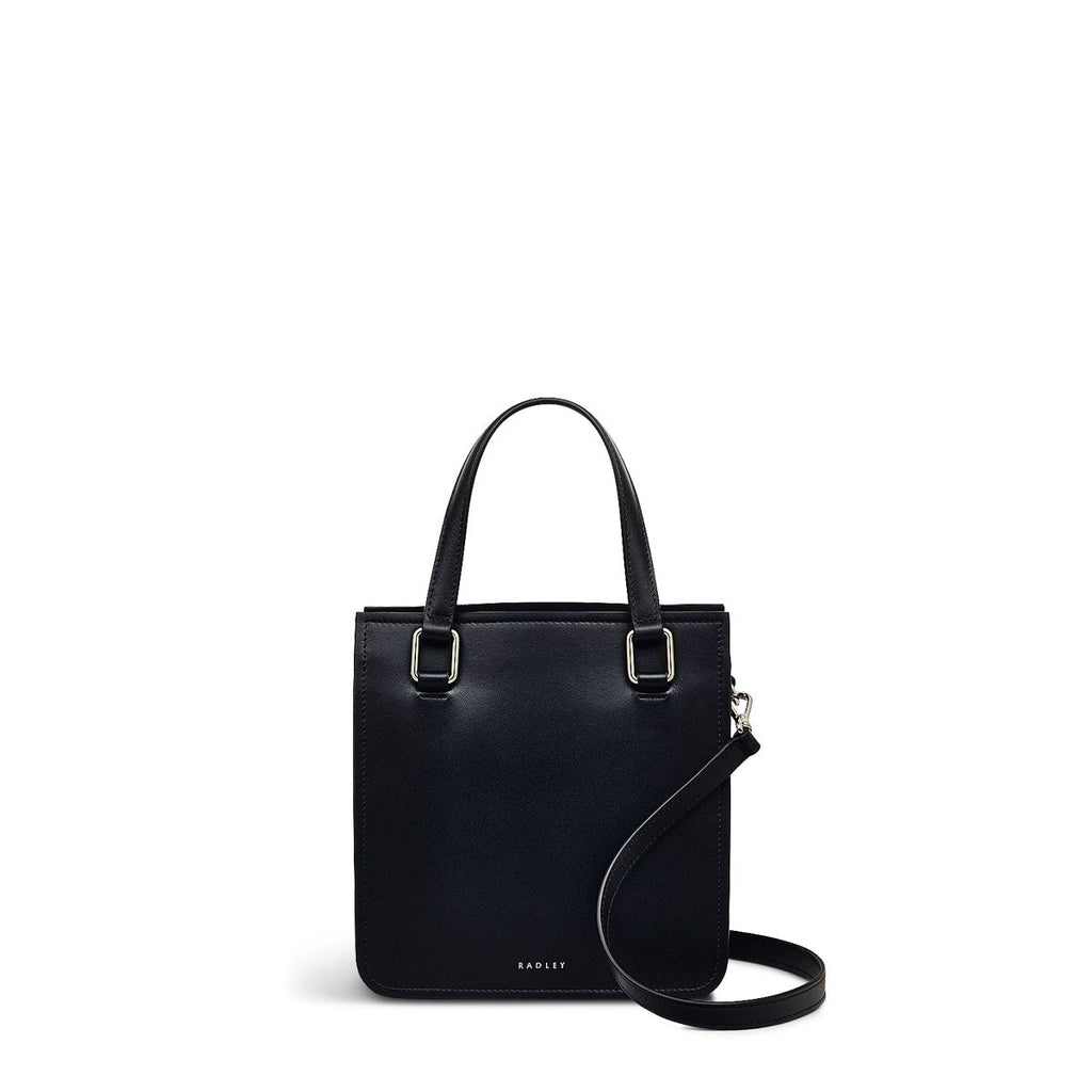Percy Lane Leather Small Ziptop Grab Bag in Black - 110928