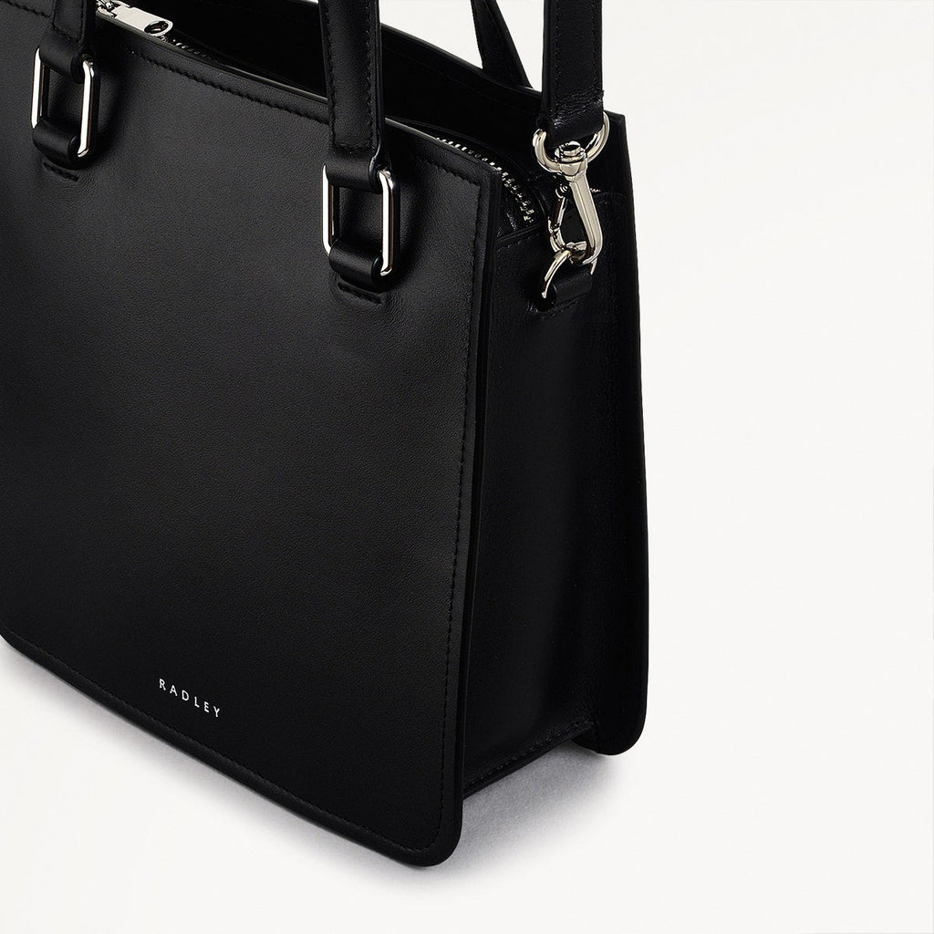 Percy Lane Leather Small Ziptop Grab Bag in Black - 110928