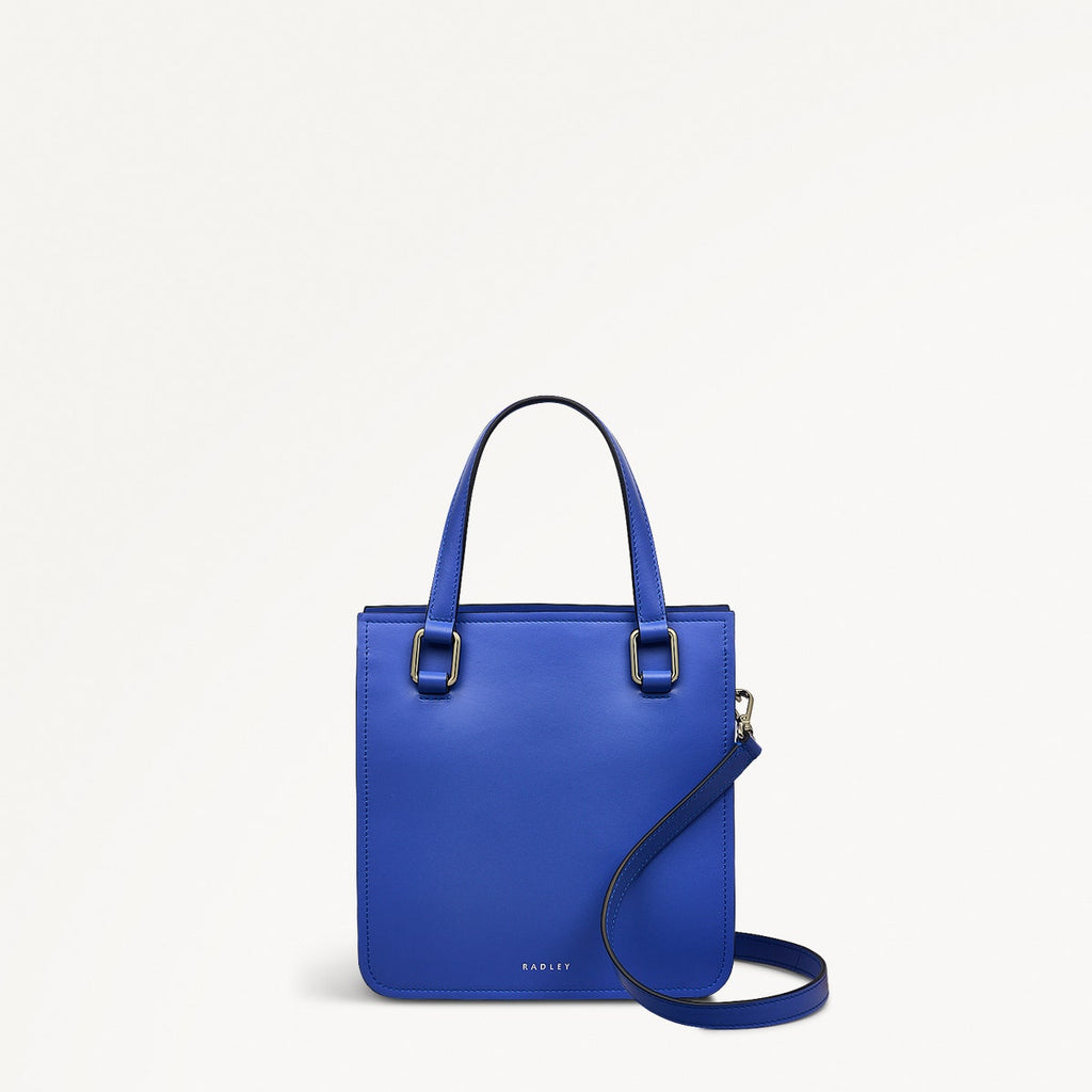Percy Lane Leather Small Ziptop Grab Bag in Yves Blue - 110931