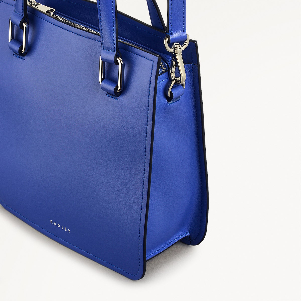 Percy Lane Leather Small Ziptop Grab Bag in Yves Blue - 110931