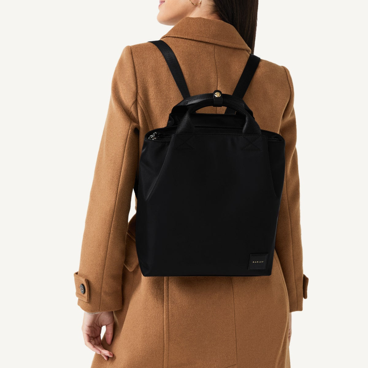 Blair Crescent Fabric Medium Ziptop Backpack in Black - 110932
