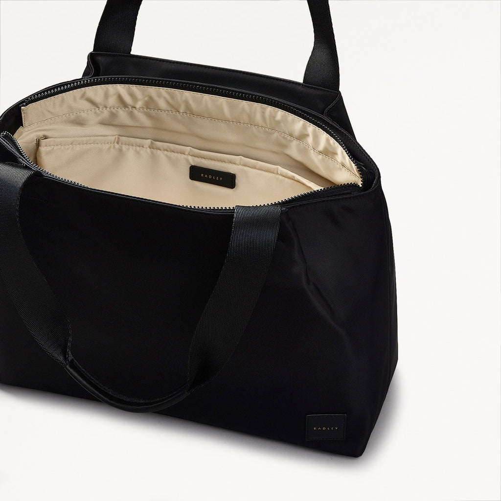 Blair Crescent Fabric Large Ziptop Tote Bag in Black - 110933