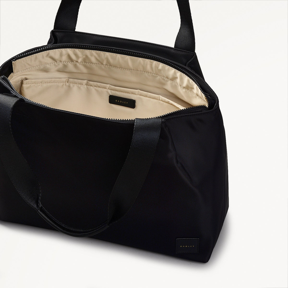 Blair Crescent Fabric Large Ziptop Tote Bag in Black - 110933