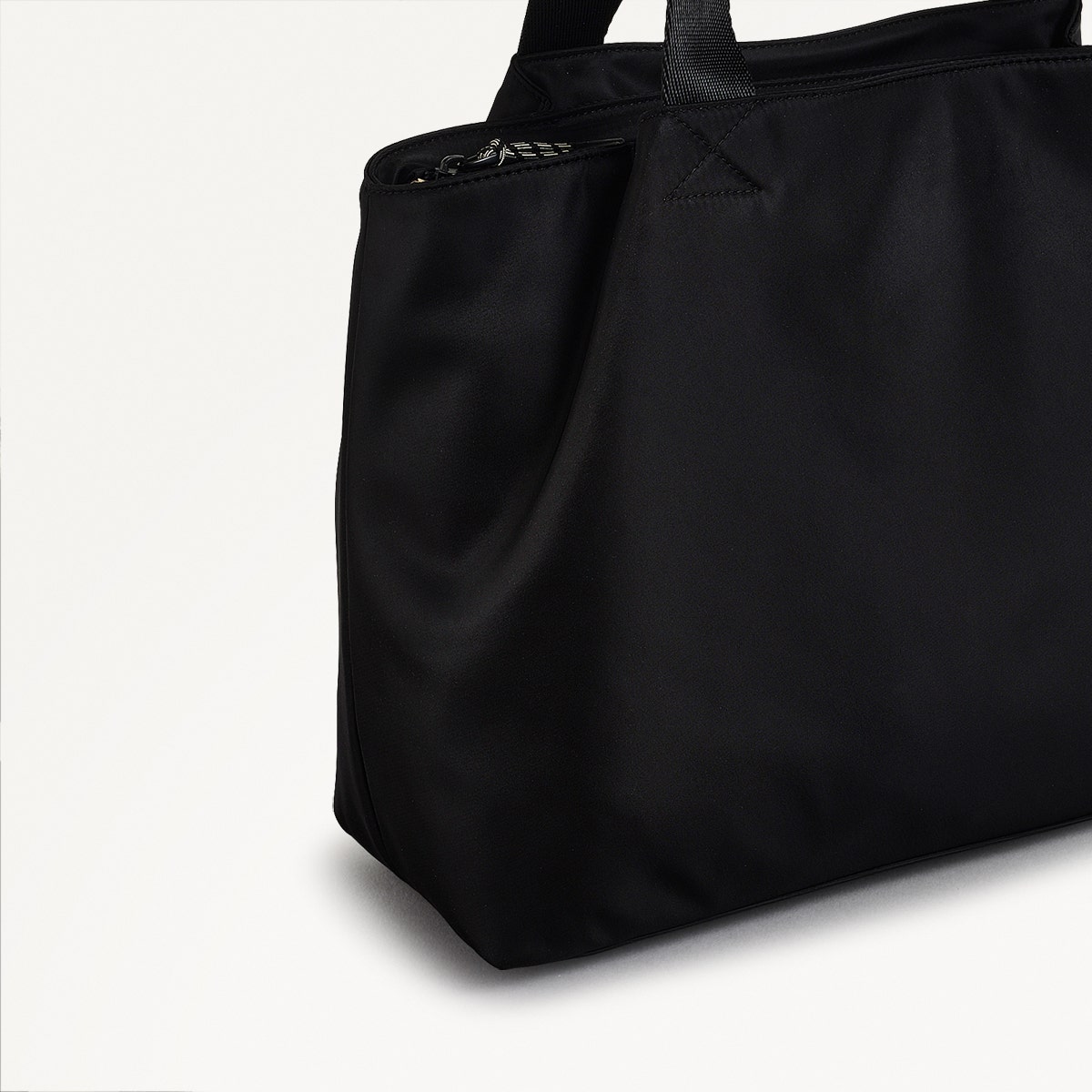 Blair Crescent Fabric Large Ziptop Tote Bag in Black - 110933
