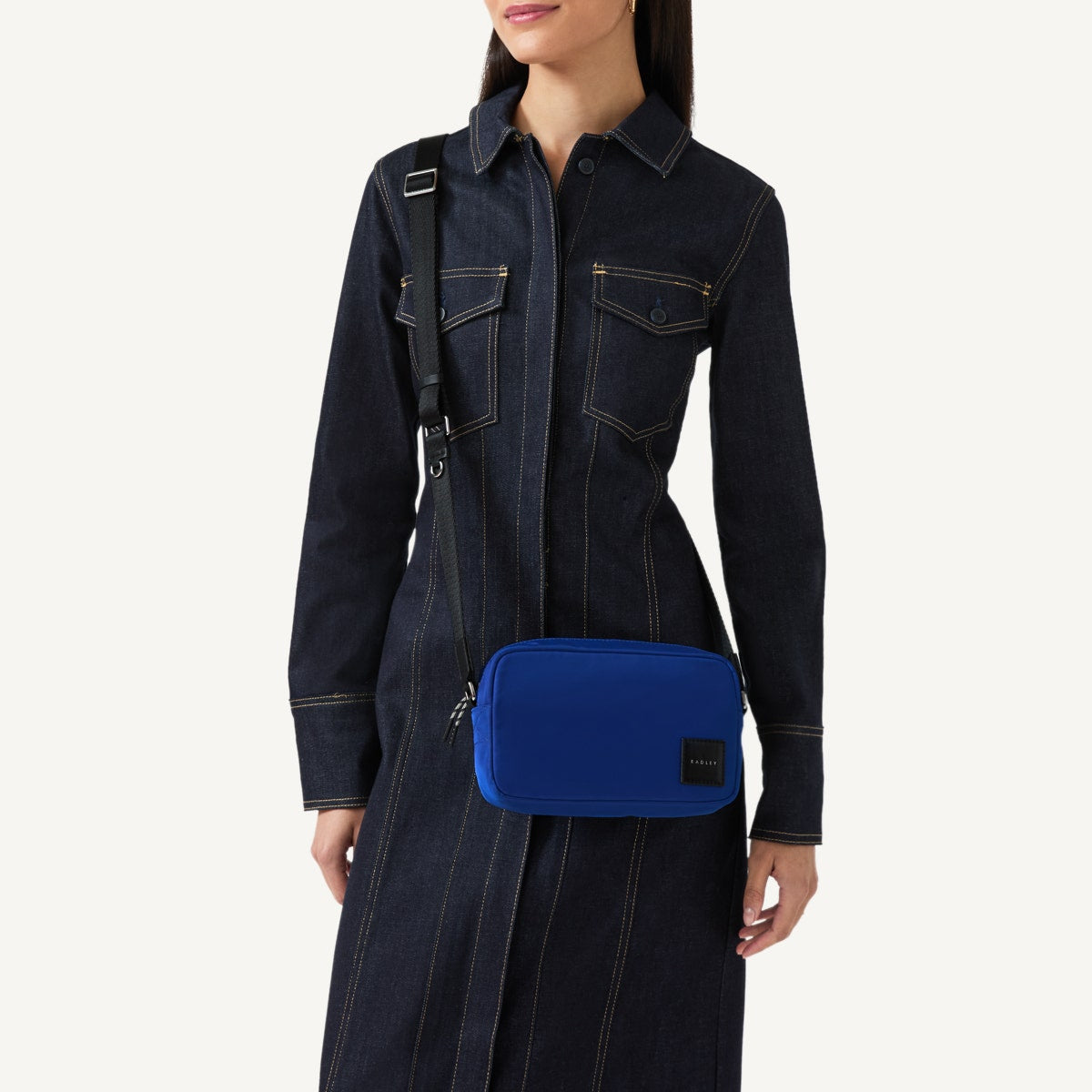 Blair Crescent Fabric Mini Zip Around Crossbody Bag in Yves Blue - 110935