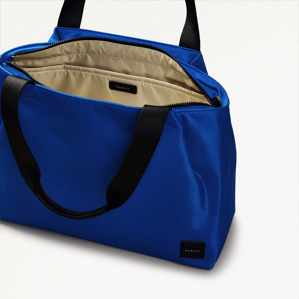 Blair Crescent Fabric Large Ziptop Tote Bag in Yves Blue - 110936