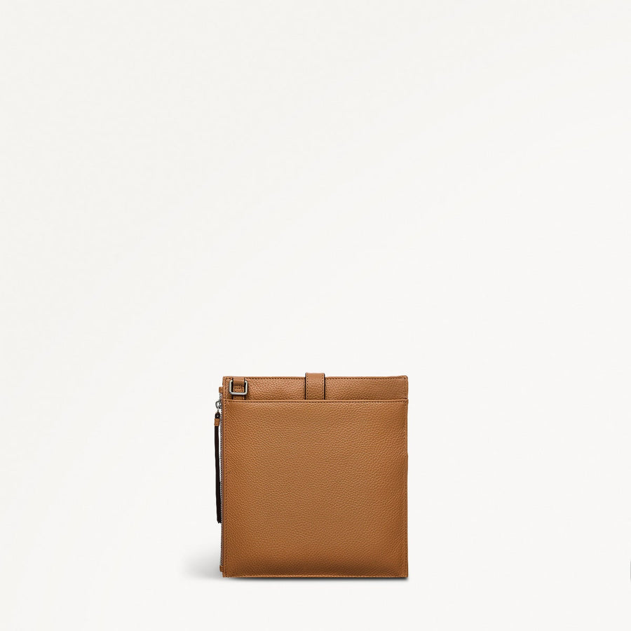 Wilton Way Leather Small Ziptop Crossbody Bag in Dark Butter - 110943