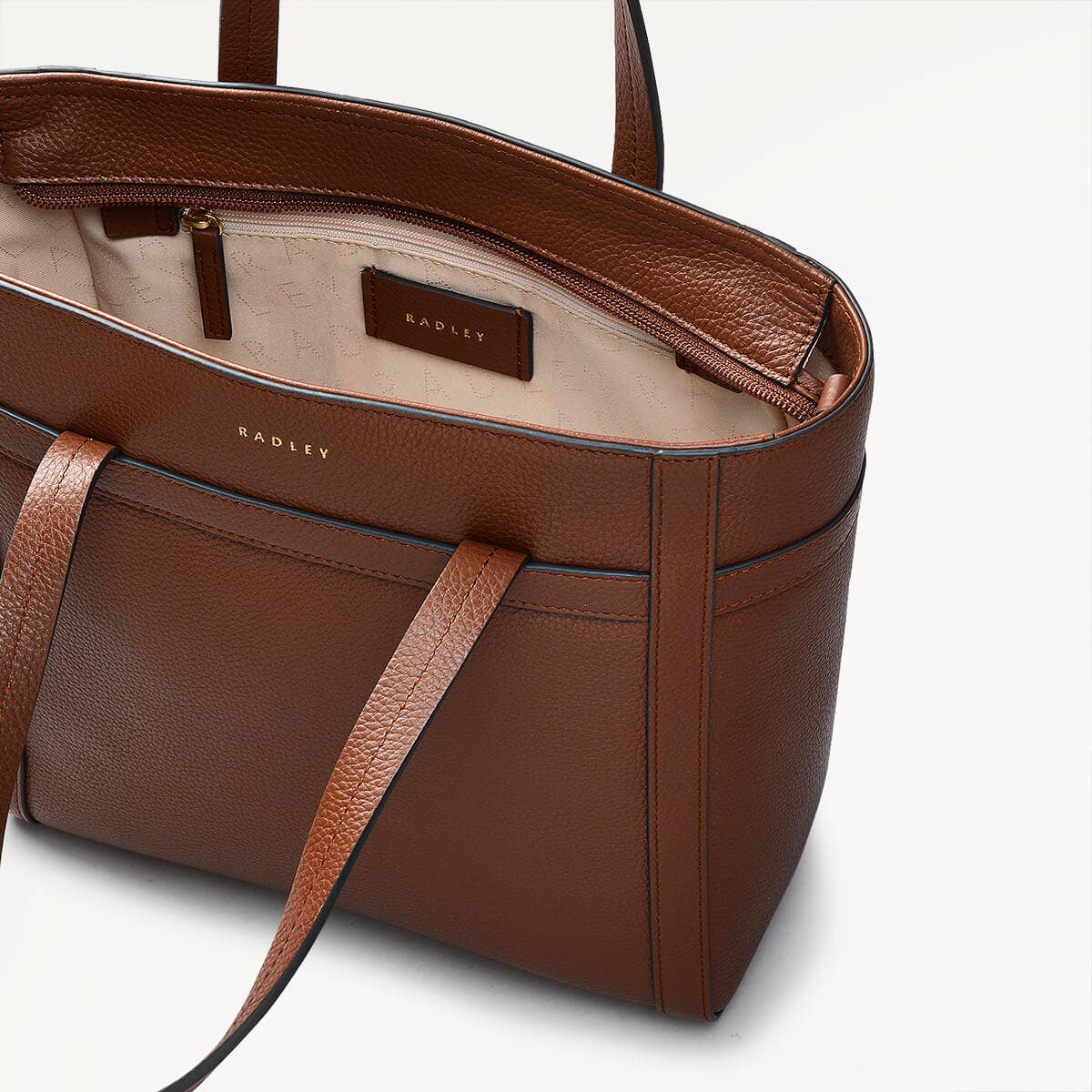 Derby Street Leather Small Ziptop Grab Bag in Tortoise - 110948