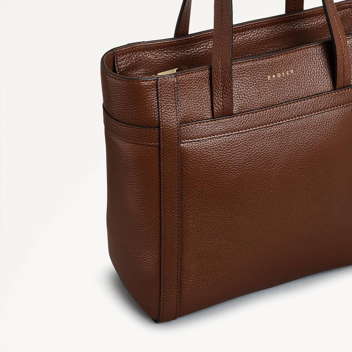 Derby Street Leather Small Ziptop Grab Bag in Tortoise - 110948