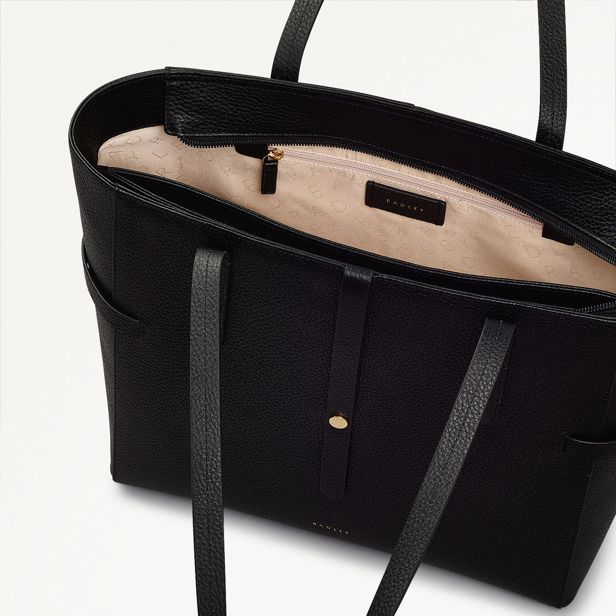 Abingdon Road Leather Large Ziptop Shoulder Bag in Black - 110950