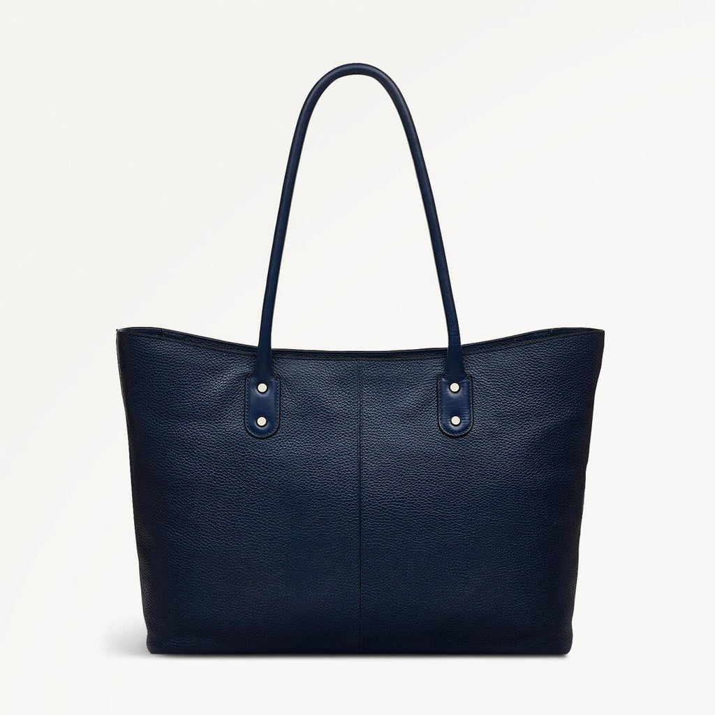 Southwark Lane Leather Large Ziptop Tote Bag in Ink - 110954