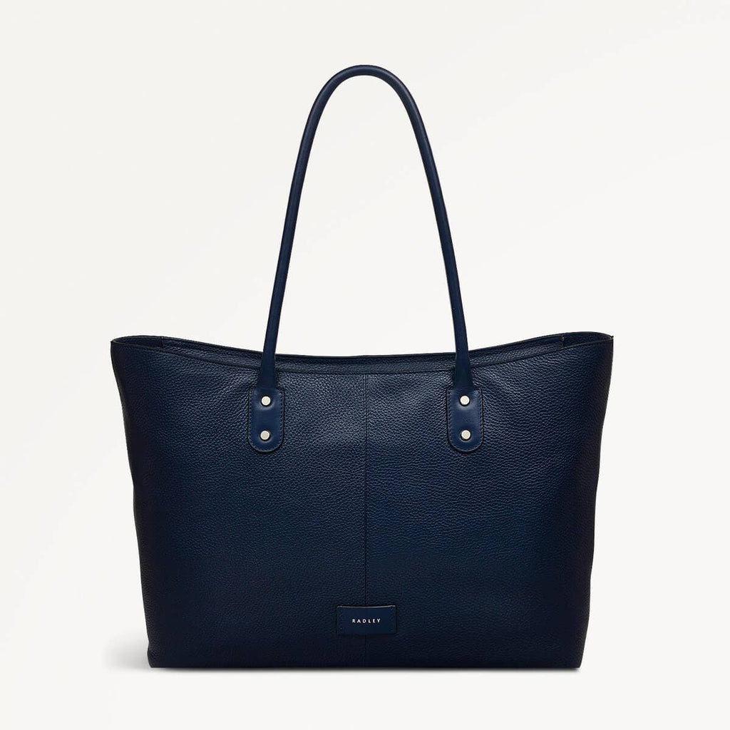 Southwark Lane Leather Large Ziptop Tote Bag in Ink - 110954