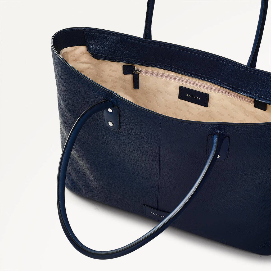 Southwark Lane Leather Large Ziptop Tote Bag in Ink - 110954