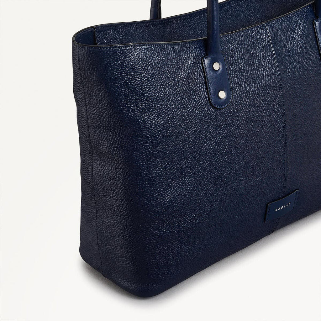 Southwark Lane Leather Large Ziptop Tote Bag in Ink - 110954