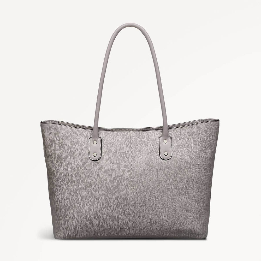 Southwark Lane Leather Large Ziptop Tote Bag in Ash - 110955