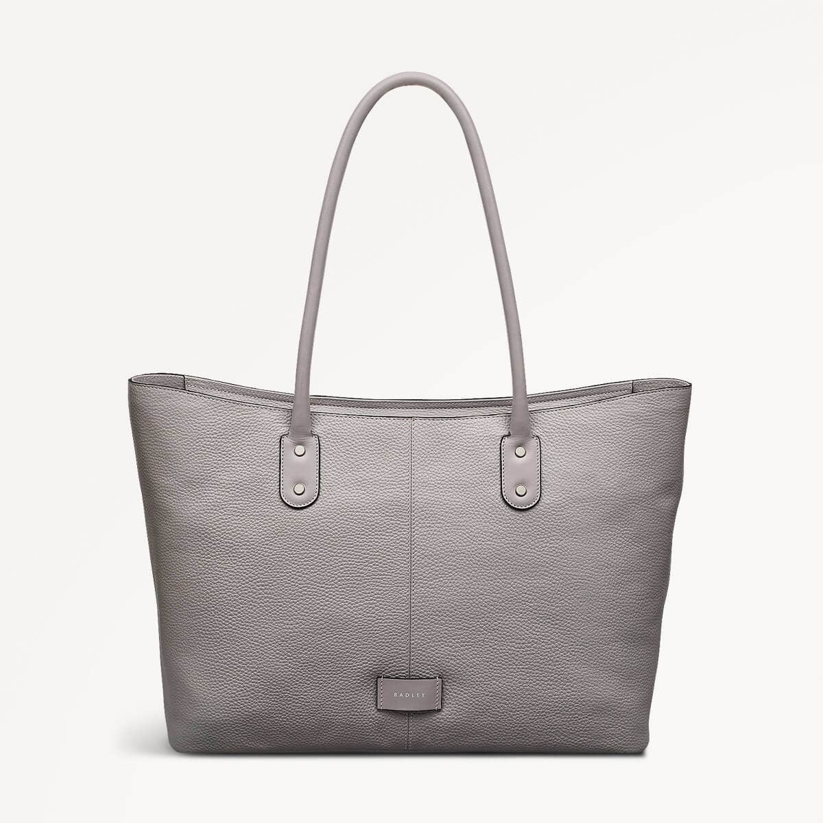 Southwark Lane Leather Large Ziptop Tote Bag in Ash - 110955