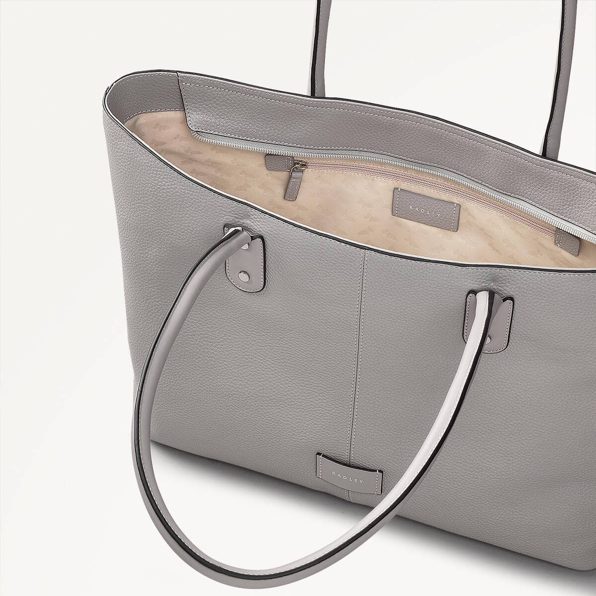 Southwark Lane Leather Large Ziptop Tote Bag in Ash - 110955