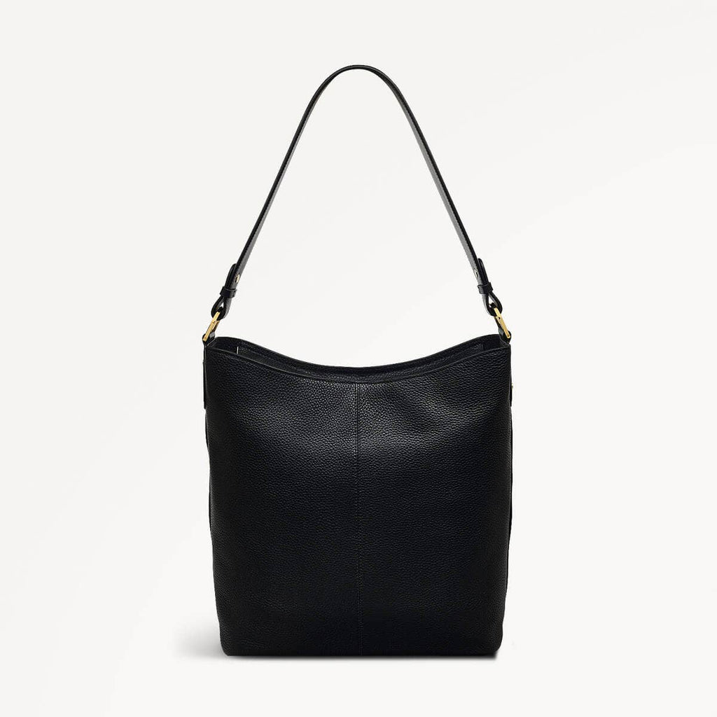 Southwark Lane Leather Large Ziptop Shoulder Bag in Black - 110956