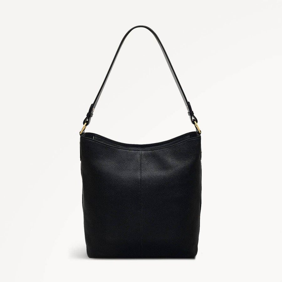 Southwark Lane Leather Large Ziptop Shoulder Bag in Black - 110956