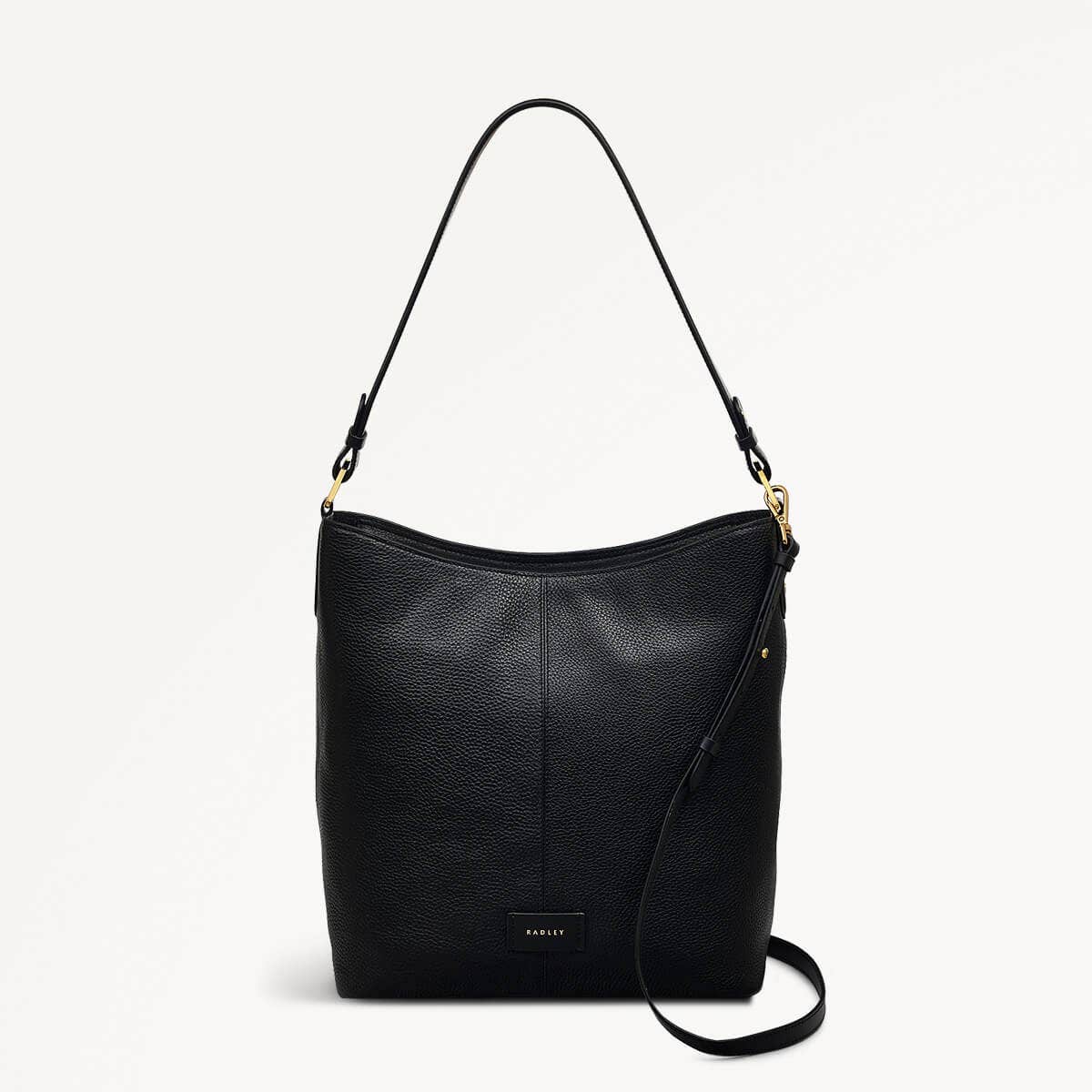 Southwark Lane Leather Large Ziptop Shoulder Bag in Black - 110956