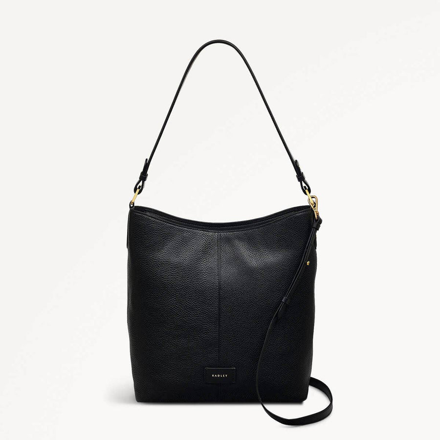 Southwark Lane Leather Large Ziptop Shoulder Bag in Black - 110956