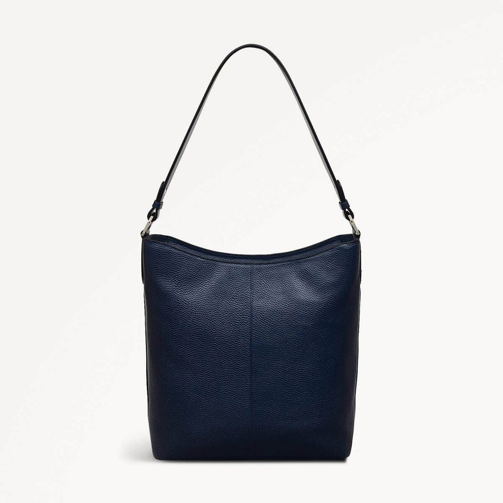 Southwark Lane Leather Large Ziptop Shoulder Bag in Ink - 110957