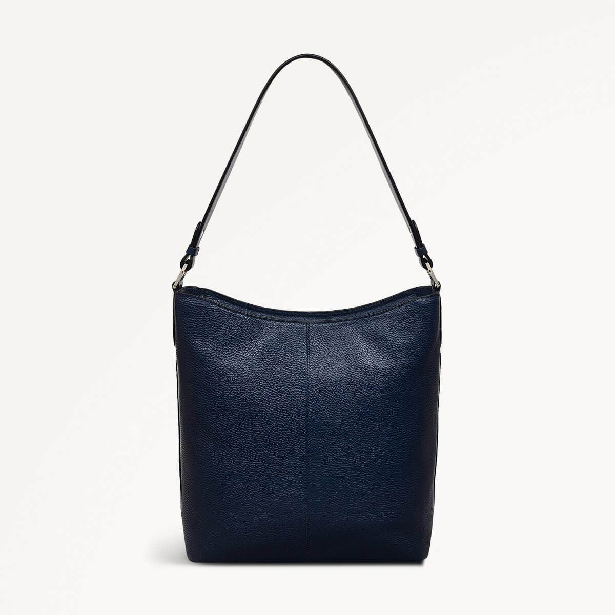 Southwark Lane Leather Large Ziptop Shoulder Bag in Ink - 110957