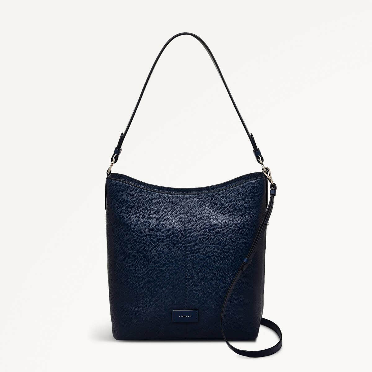 Southwark Lane Leather Large Ziptop Shoulder Bag in Ink - 110957