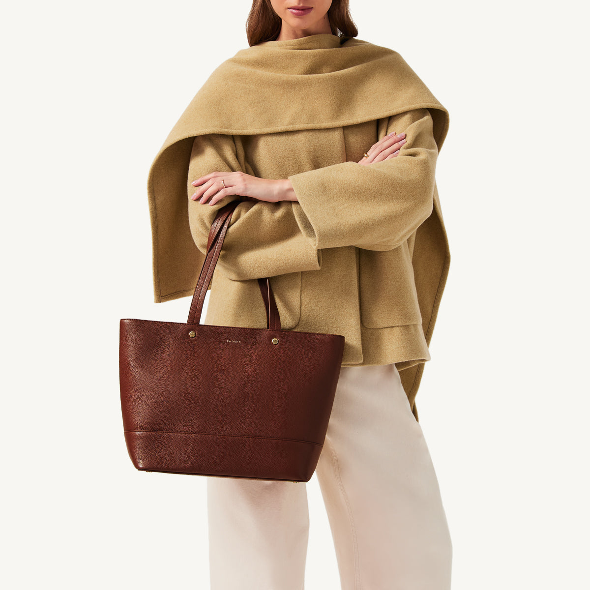 Isabella Road Leather Medium Ziptop Tote Bag in Tortoise - 110963