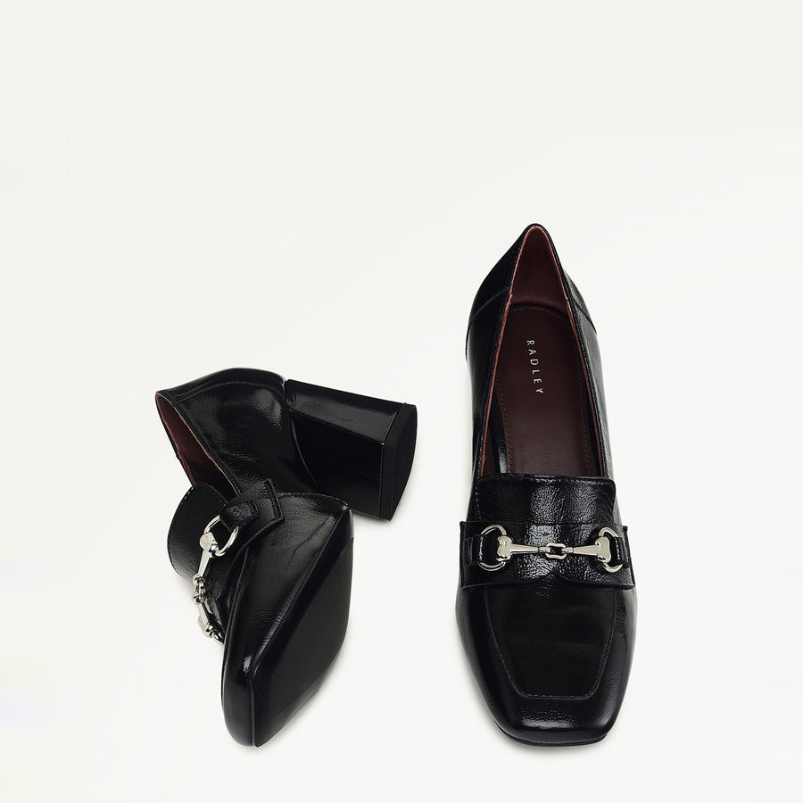 Burlington Mews Heeled Saddle Loafer Black - 110972