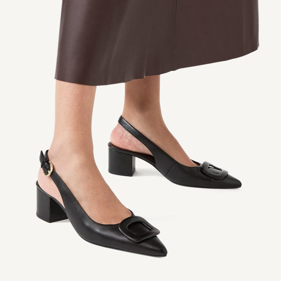 Grosvenor Arcade Heeled Slingback In Black - 110974