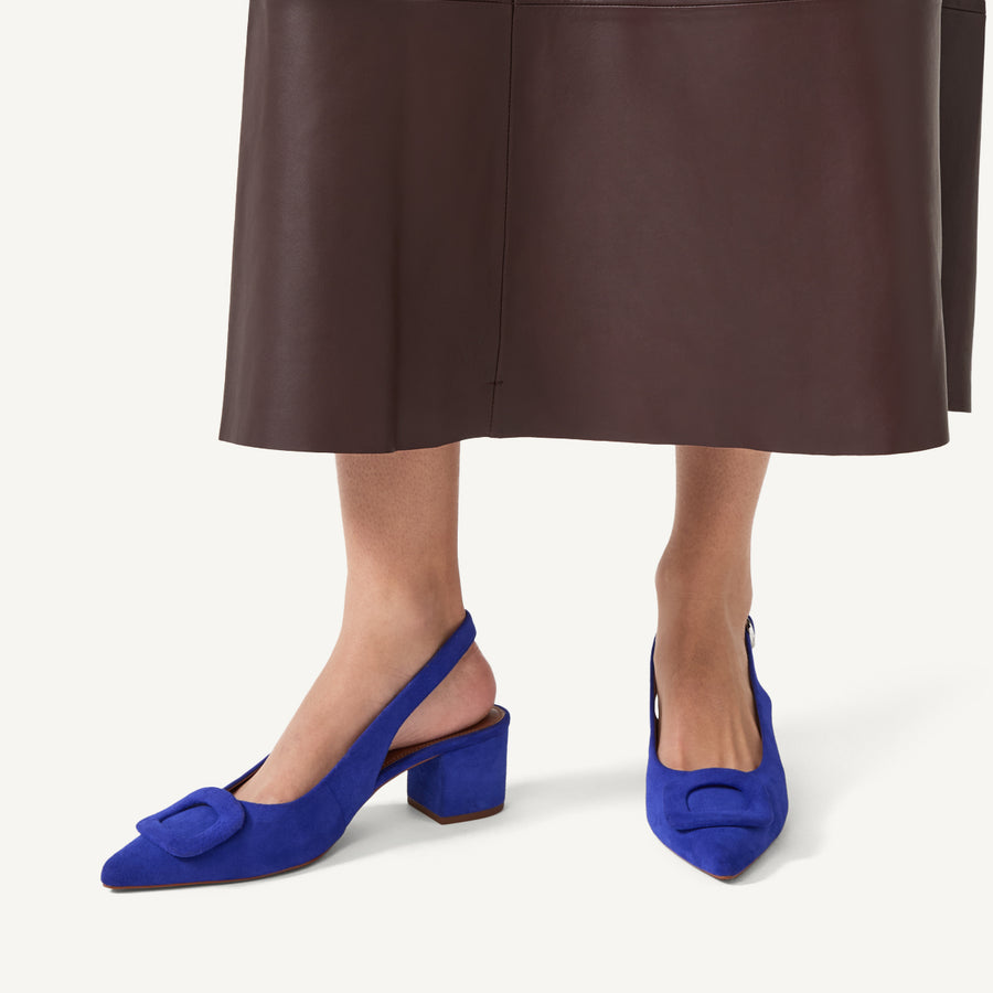 Grosvenor Arcade Heeled Slingback in Royal Blue