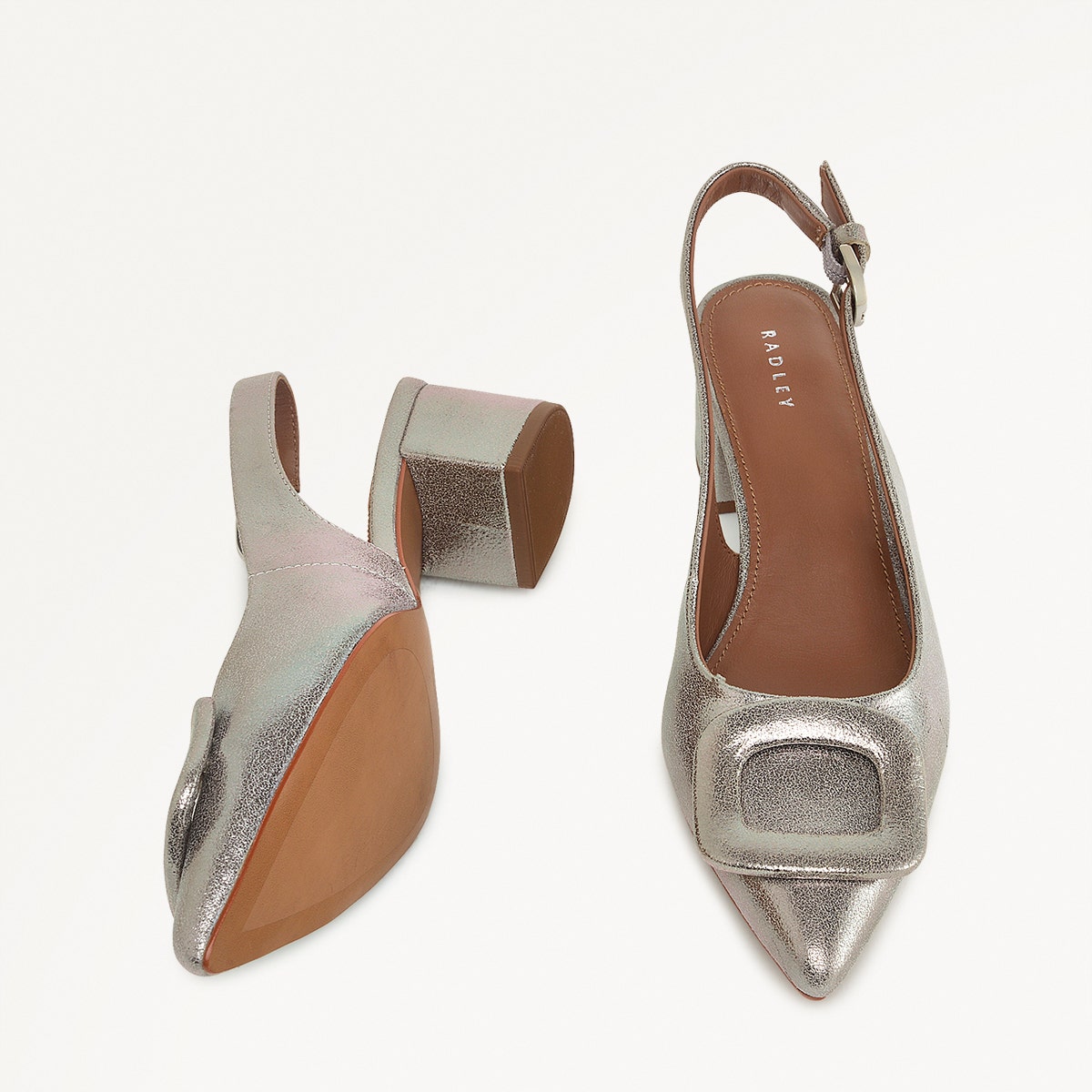 Grosvenor Arcade Heeled Slingback Dark Silver - 110976