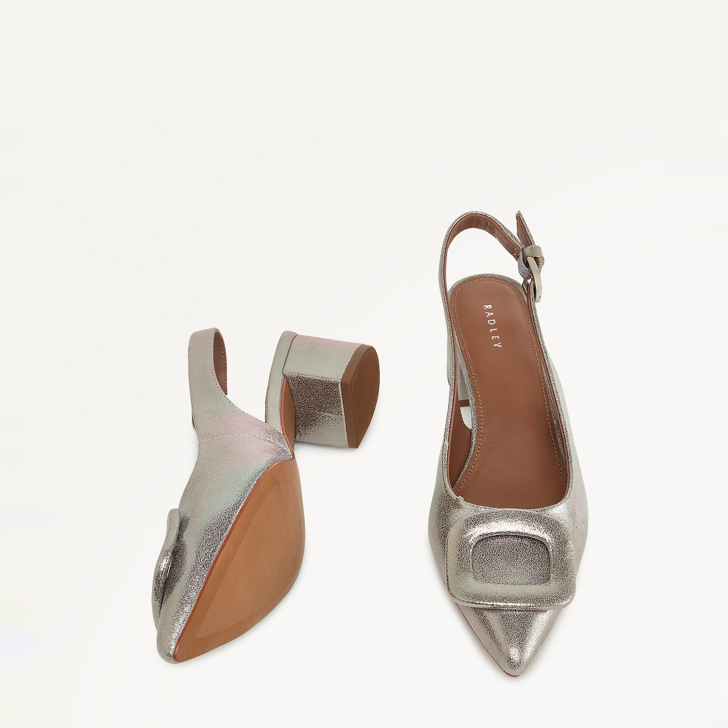 Grosvenor Arcade Heeled Slingback Dark Silver - 110976