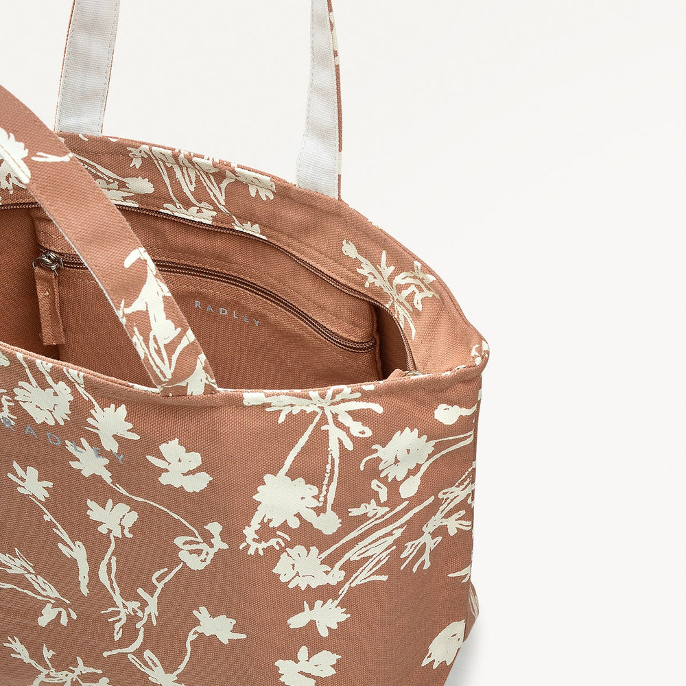 Blooming Lovely Fabric Small Ziptop Tote in Chai - 110991