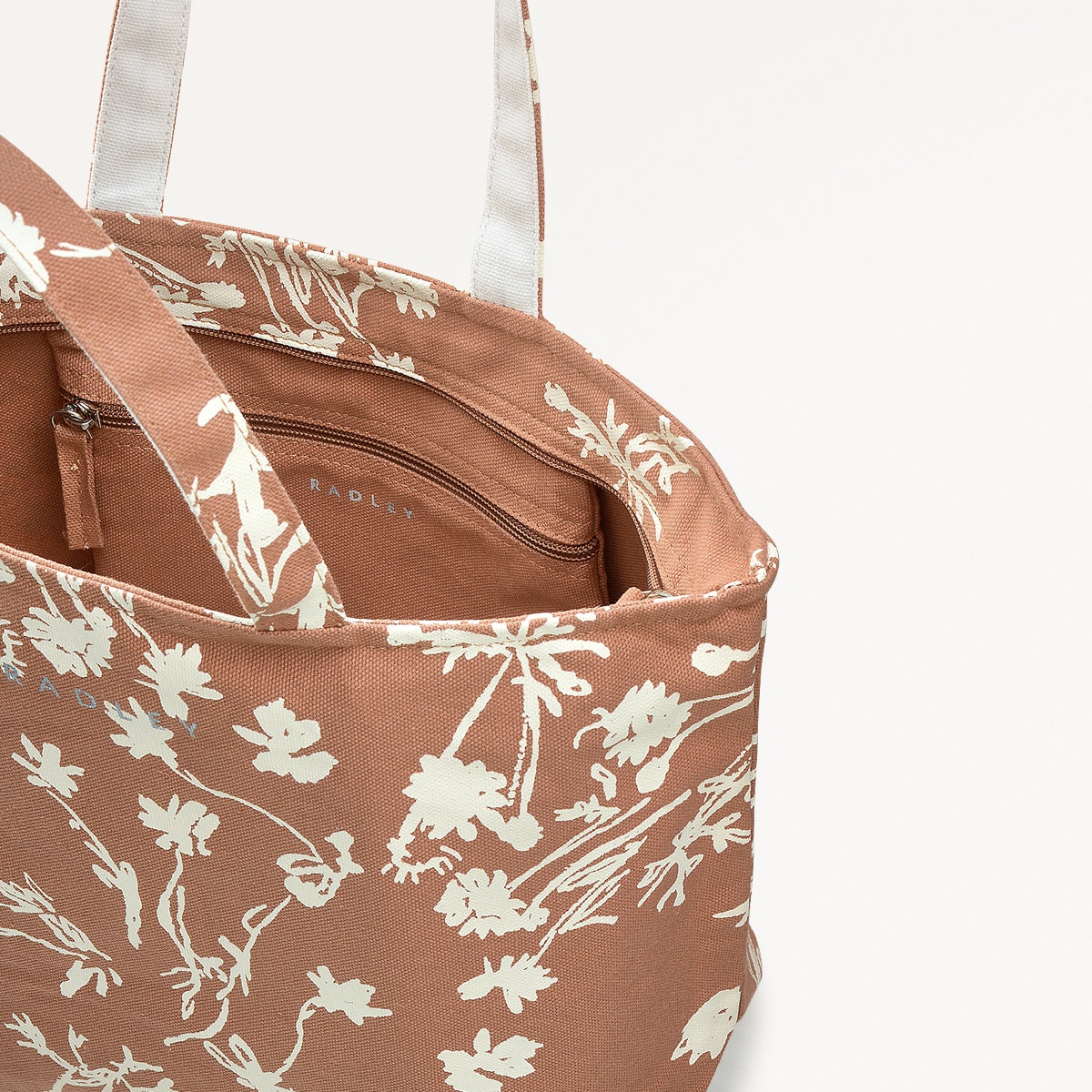 Blooming Lovely Fabric Small Ziptop Tote in Chai - 110991
