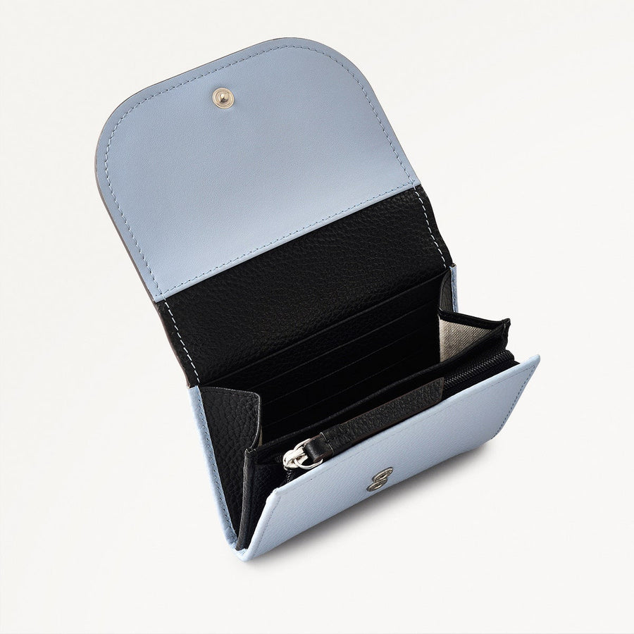 Longford Lane Leather Medium Flapover Wallet in Smoke Blue - 111152