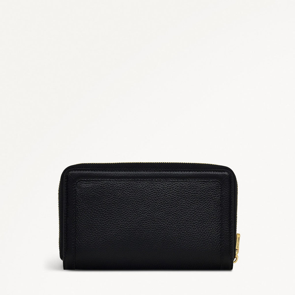 Albany Mews Leather Medium Zip Around Wallet in Black - 111158
